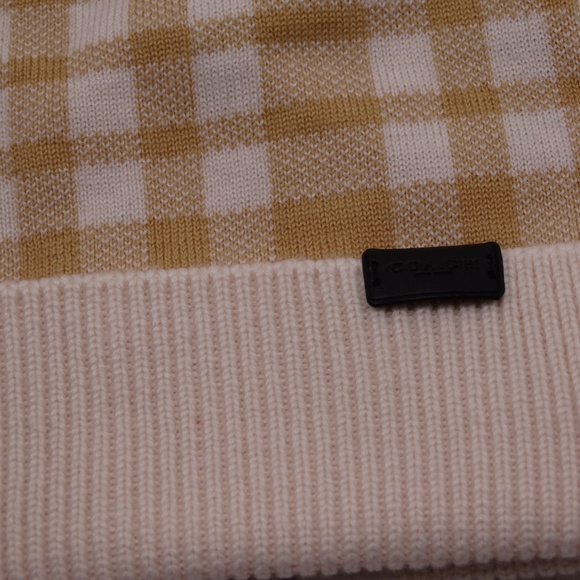 Coach New Caramel Plaid Pom Hat O/S